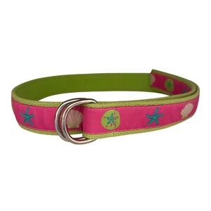 Douglas Paquette Vintage Colorful Nautical Belt Size Small Pink Green Beach